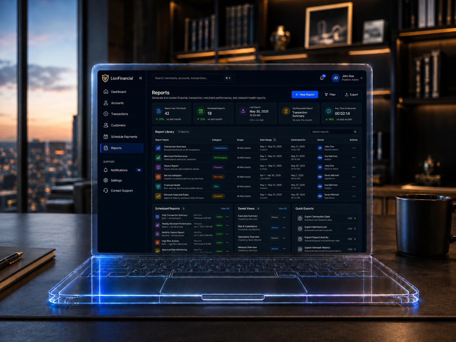 LionFinancial reports interface