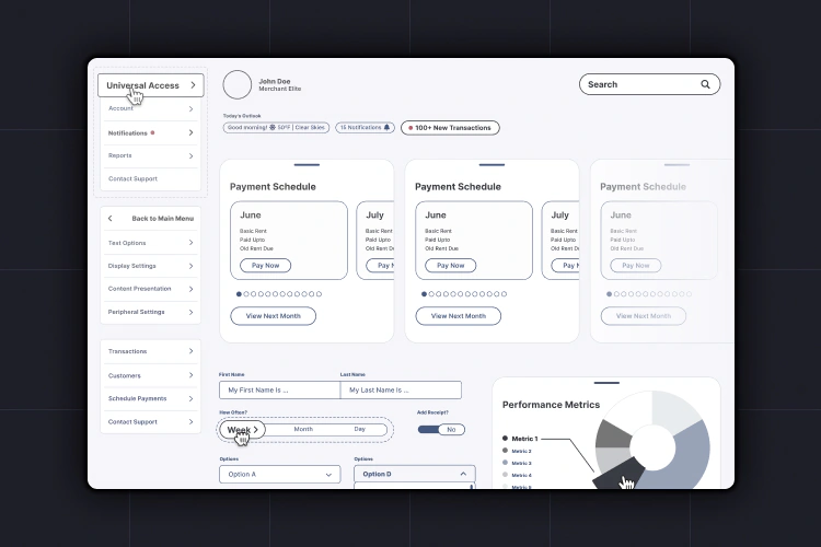Paladin wireframing kit showing reusable product patterns
